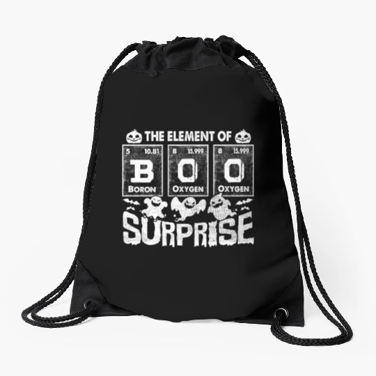 Halloween T Funny Boo The Element Of Surprise Drawstring Bags