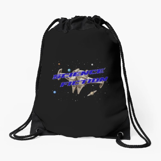 Science Fiction Spaceship Planet Drawstring Bags