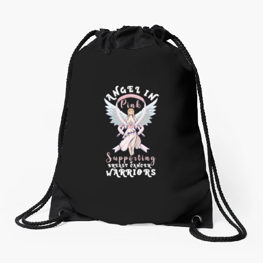 Breast cancer Awareness Support Survivors Pink Drawstring Bags