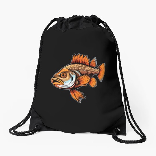Pikeperch Fish - Nature Connected Fishing Design Drawstring Bags