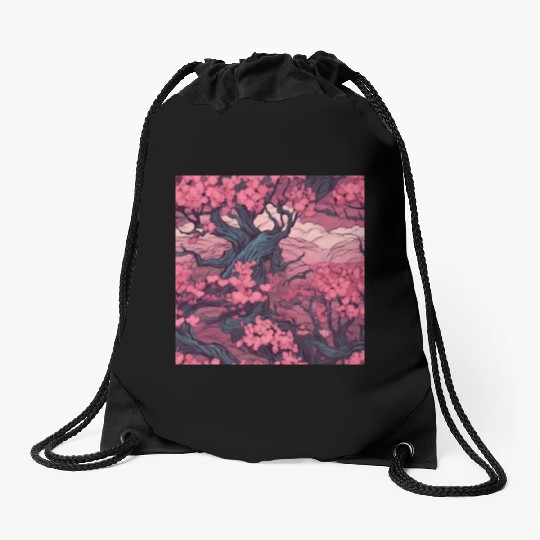 Anime Euphoria: Fantasy Cherry Blossom Dreamscape Drawstring Bags