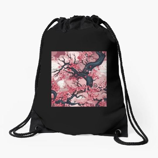 Anime Euphoria: Fantasy Cherry Blossom Dreamscape Drawstring Bags