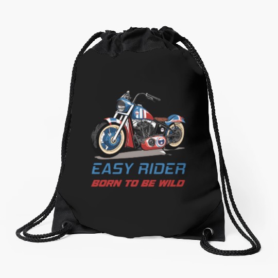 Easy Rider Motorcycle Chopper Stars and Stripes Drawstring Bags