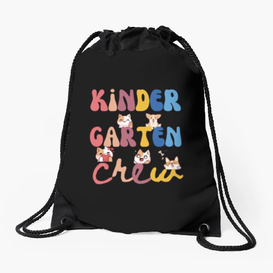 Kinder garten crew Drawstring Bags