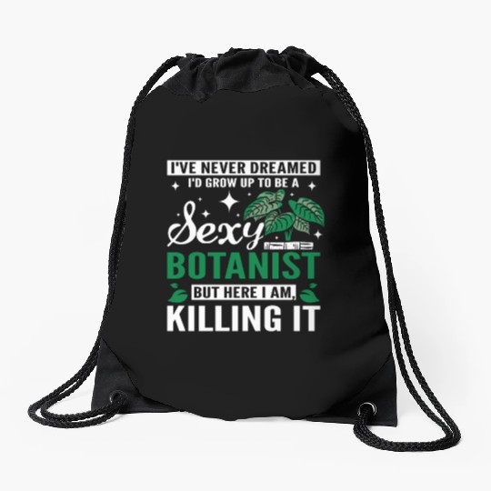 funny sexy botanist Drawstring Bags