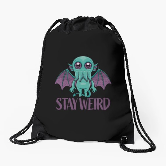 Stay Weird Cute Cthulhu Monster Drawstring Bags