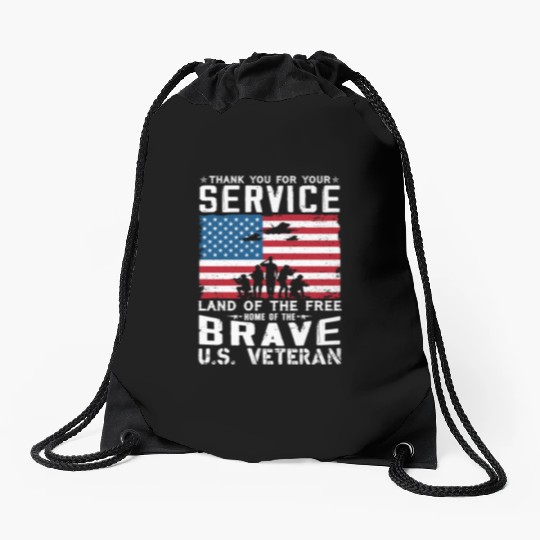 US Army Veteran Land Of The Free Drawstring Bags