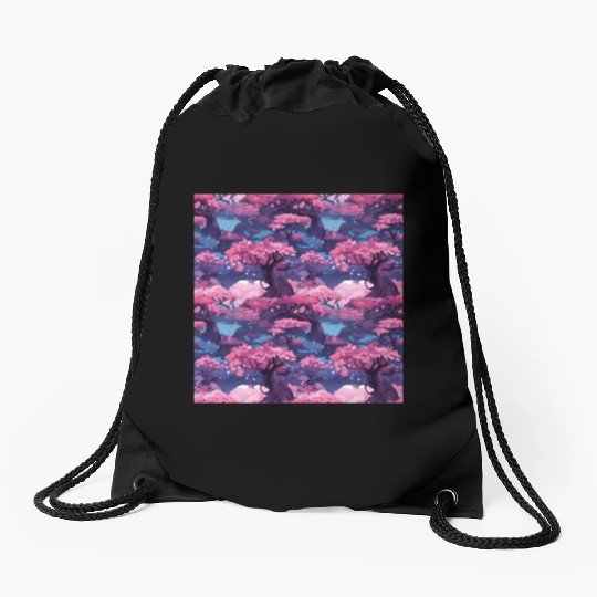 Anime Euphoria: Fantasy Cherry Blossom Dreamscape Drawstring Bags