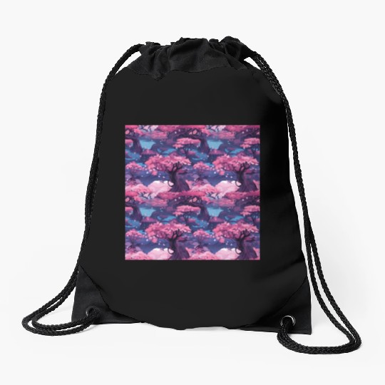Anime Euphoria: Fantasy Cherry Blossom Dreamscape Drawstring Bags