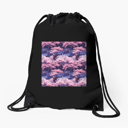 Anime Euphoria: Fantasy Cherry Blossom Dreamscape Drawstring Bags