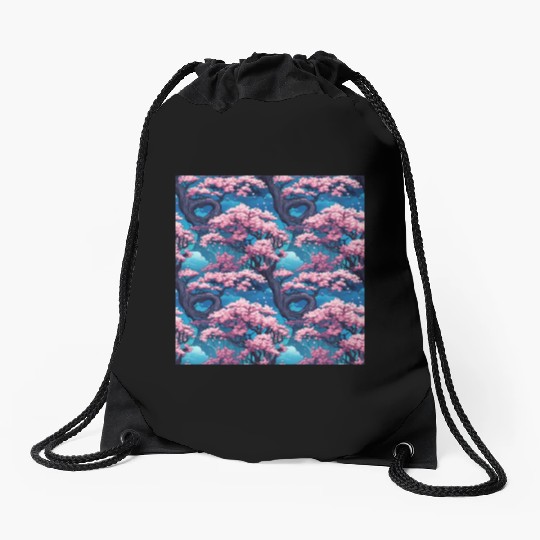 Anime Euphoria: Fantasy Cherry Blossom Dreamscape Drawstring Bags