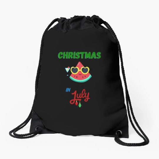 christmas in july cute watermelon Drawstring Bags for summer