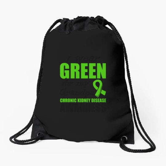 I Wear Green For My Grandma Chronic Kidney Drawstring Bags