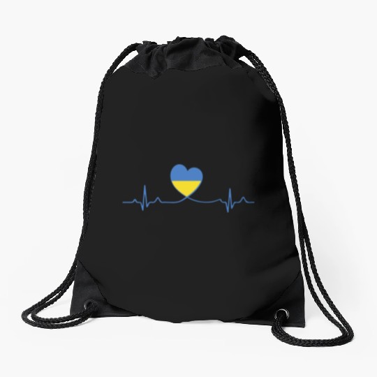 My Heart Beats For Ukraine Drawstring Bags
