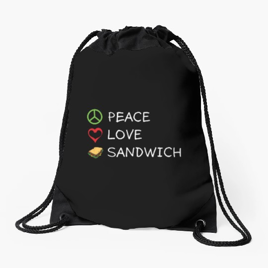 Peace Love Sandwich Hippie Sandwich Lover Drawstring Bags