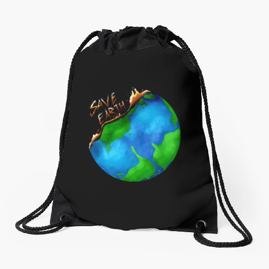 Burning Earth Globe Save Earth For Earth Day Drawstring Bags