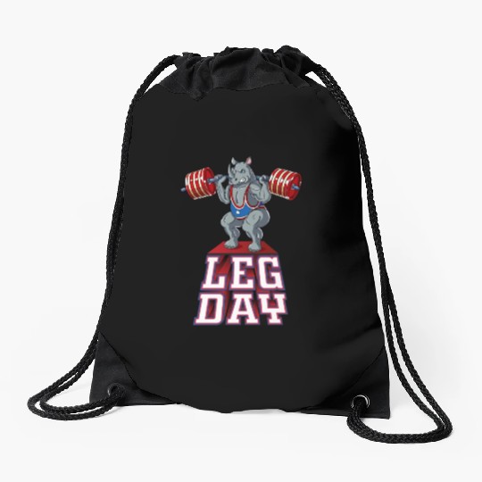 Leg Day Rhino Weight Lifting Squat Gym Drawstring Bags