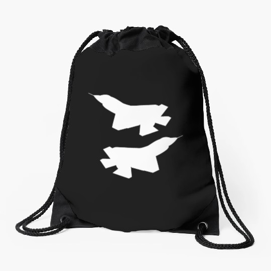 F35 silhouette Drawstring Bags