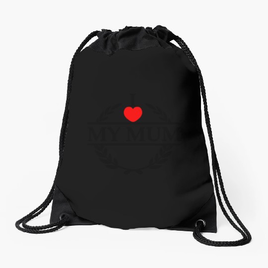 I heart love my mummy Drawstring Bags