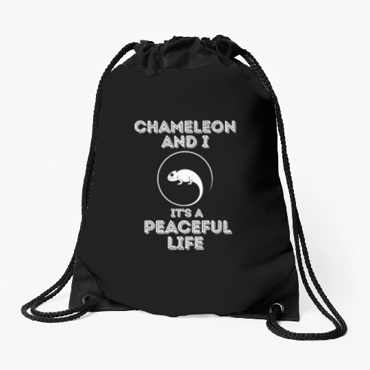 Chameleon and I, It's a Peaceful Life Drawstring Bags