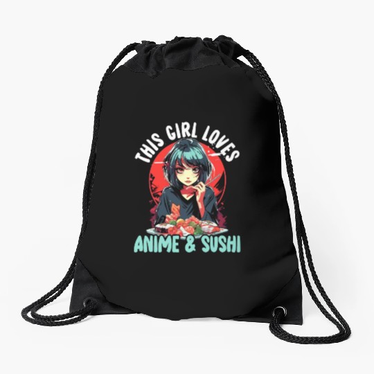 Anime Sushi Lover Nigiri Sashimi Food Manga Otaku Drawstring Bags