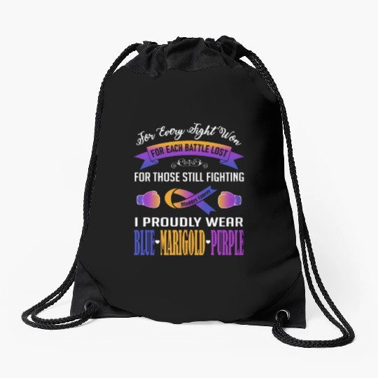 I Proudly Wear Blue Marigold Purple Bladder Cancer Drawstring Bags