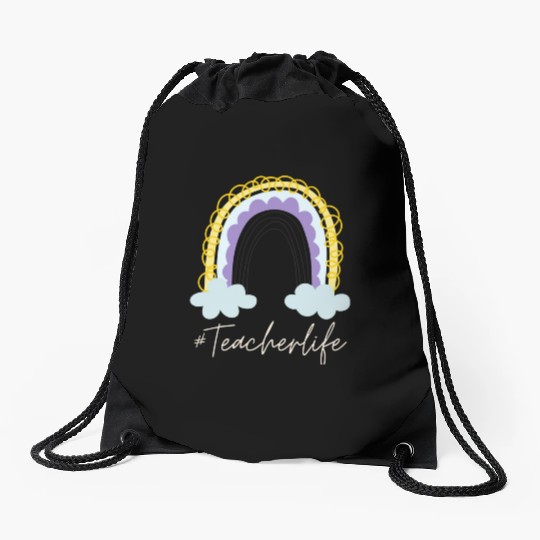 Teacher Life Kindergarten Teacher Appreciation Drawstring Bags