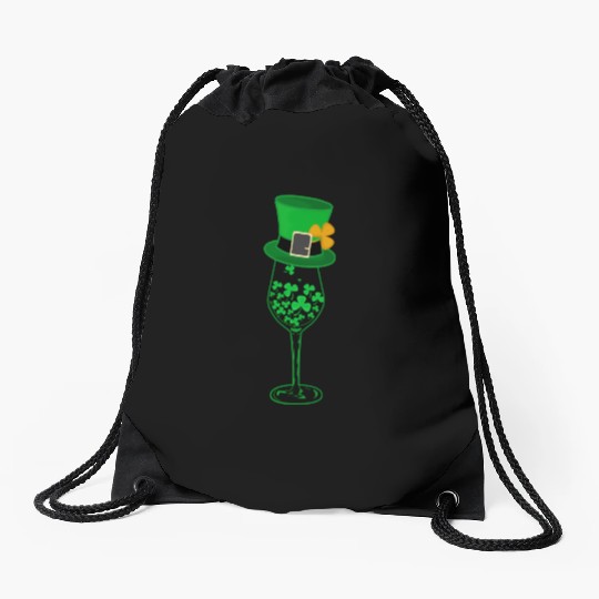 Irish Green Shamrock St Patrick's Day Wine Drinkin Drawstring Bags