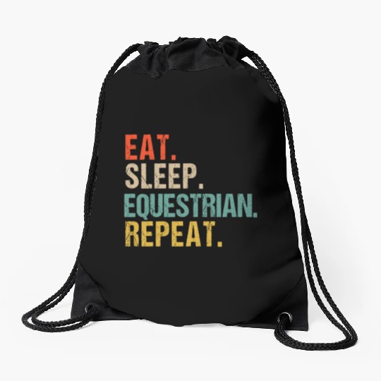 Funny Eat Sleep Equestrian Repeat Drawstring Bags