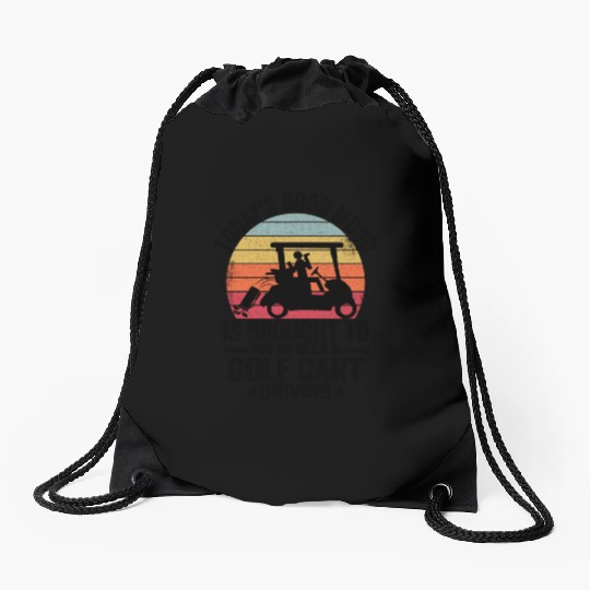 Beer Golf Cart Funny Golfer Vintage Golfing Quotes Drawstring Bags
