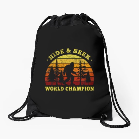 Hide And Seek Bigfoot World Champion Retro Drawstring Bags