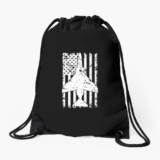 F 4 Phantom II Fighter Jet Patriotic Drawstring Bags