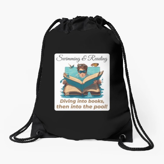 Bookish Splash Swimmer Book Lover Drawstring Bags