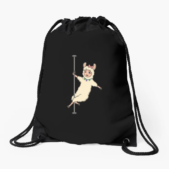 Llama On Pole Dance Pole Pole Fitness Drawstring Bags