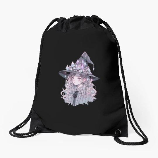 Pastel Goth Crystal Witch Drawstring Bags