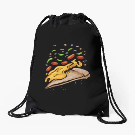 I Love Pizza With A Heart Of Pizza Drawstring Bags
