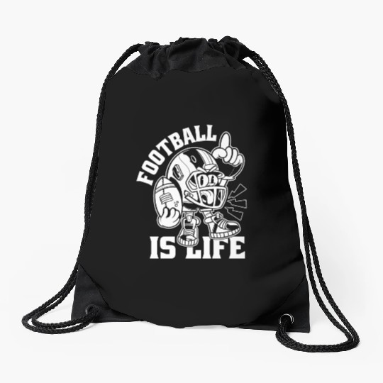 Football Is Life American Football Lover Game Day Drawstring Bags