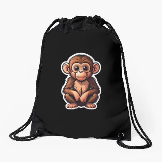 cute cartoon cute monkey Drawstring Bags