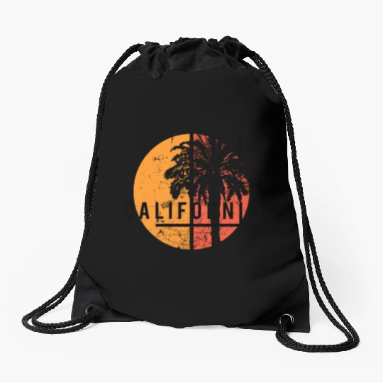 Long Beach California Cool Native Palm Tree Drawstring Bags
