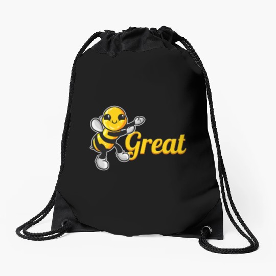 The Cute Bee Says Be Great The Bee Drawstring Bags