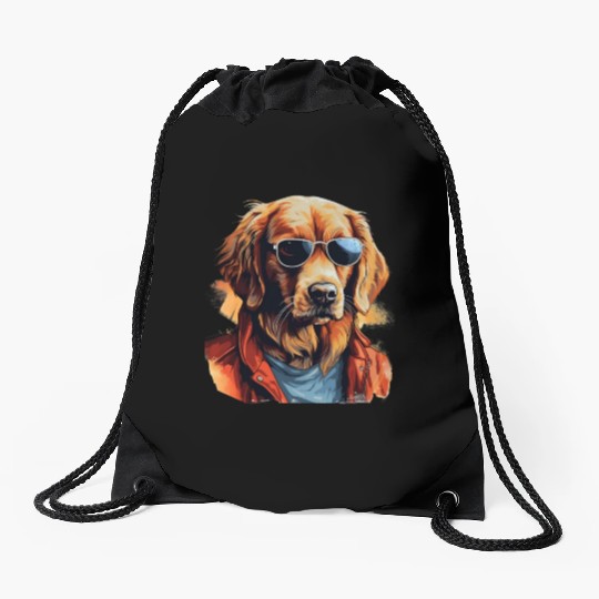 Golden Retriever in the Streets | Dog Lovers Drawstring Bags