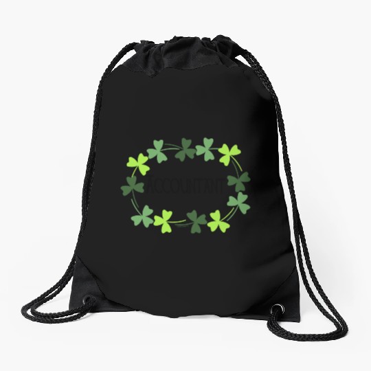 Accountant Green Shamrock Oval Drawstring Bags