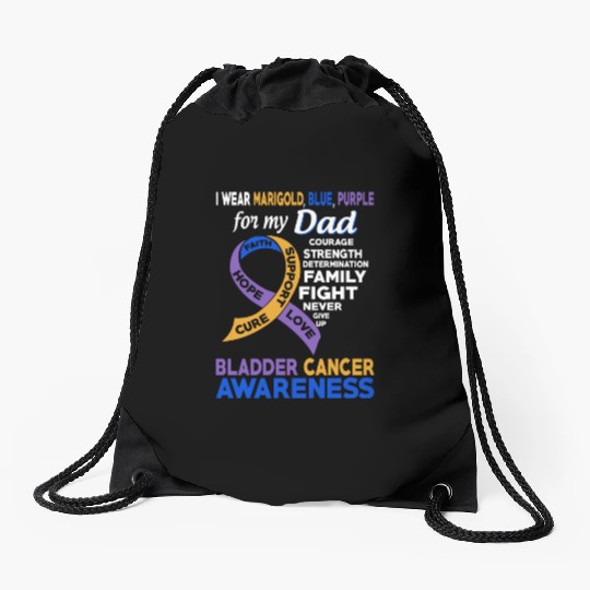 I Wear Marigold Blue Purple For My Dad Bladder Drawstring Bags