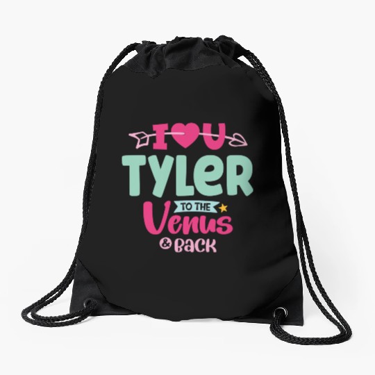 I Love You Tyler Valentines Drawstring Bags