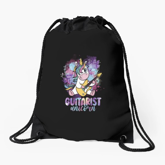 Guitarist Unicorn Music Lover Pony Musician Guitar Drawstring Bags