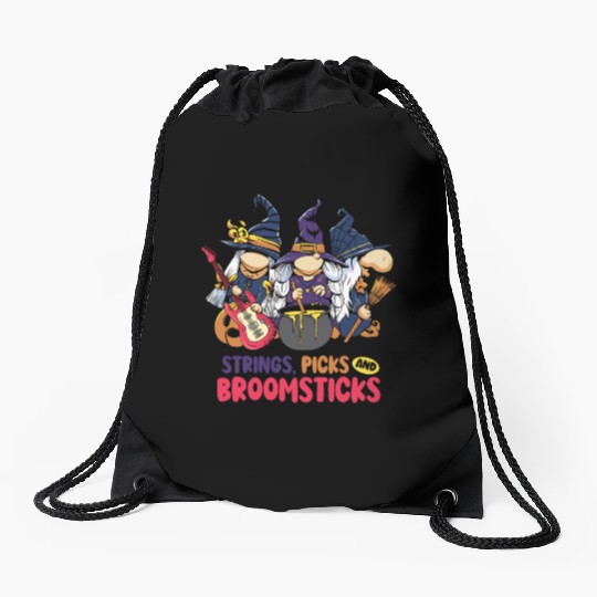 Strings Picks and Broomsticks Witch Halloween Drawstring Bags