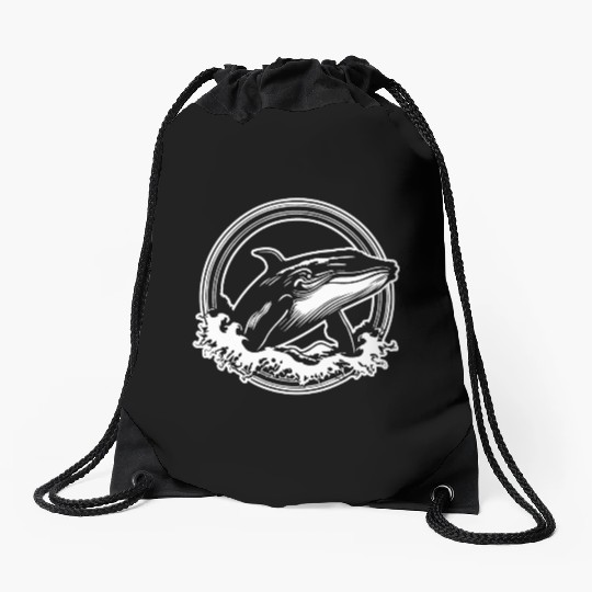Whale Ocean Marine Drawstring Bags