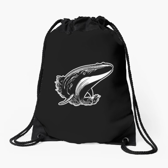 Whale Ocean Marine Drawstring Bags