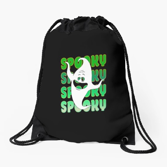 Spooky Halloween Ghost Green Drawstring Bags