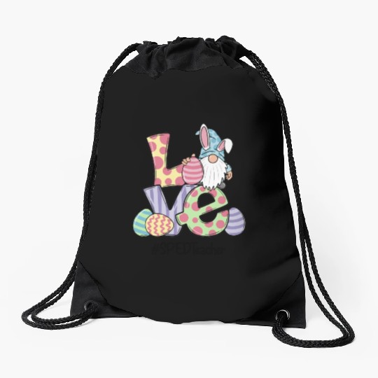 Love Easter Sped Teacher Gnomes Teacher Easter 202 Drawstring Bags